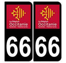 Supstick 2 Stickers Autocollants Plaques Immatriculation Auto Dept 66 Occitanie Noir Angles Arrondis