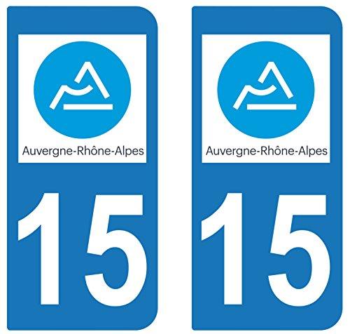 supstick 2 STICKERS AUTOCOLLANT PLAQUE IMMATRICULATION DEPT 15 Auvergne-Rhône-Alpes - supstick.fr