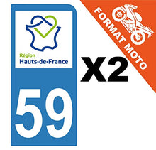 Supstick 2 Stickers Autocollants Plaques Immatriculation Moto Dept 59 Hauts de France Bleu Clair 1 Angle Arrondi