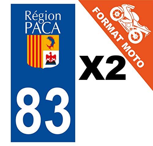 Supstick 2 Stickers Autocollants Plaques Immatriculation Moto Dept 83 Paca Bleu Foncé Angles Carrés