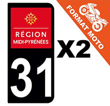 Supstick 2 Stickers Autocollants Plaques Immatriculation Moto Dept 31 Midi Pyrénées Noir 2 Angles Arrondis