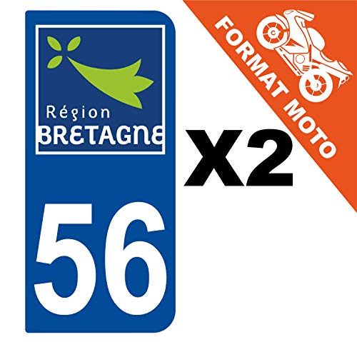 Supstick 2 Stickers Autocollants Plaques Immatriculation Moto Dept 56 Bretagne Bleu Foncé 2 Angles Arrondis