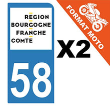 Supstick 2 Stickers Autocollants Plaques Immatriculation Moto Dept 58 Bourgogne Franche Comté Bleu Clair 1 Angle Arrondi