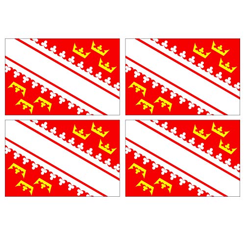 Supstick Lot de 4 Autocollants Stickers Drapeau de département région française Grand-est Format 12x8cm