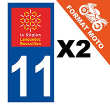 Supstick 2 Stickers Autocollants Plaques Immatriculation Moto Dept 11 Languedoc Roussillon Bleu Foncé Angles Carrés
