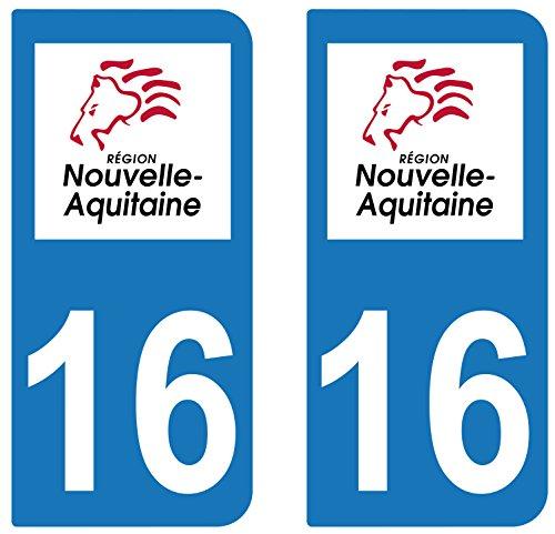 supstick 2 STICKERS AUTOCOLLANT PLAQUE IMMATRICULATION DEPT 16 Nouvelle-Aquitaine - supstick.fr