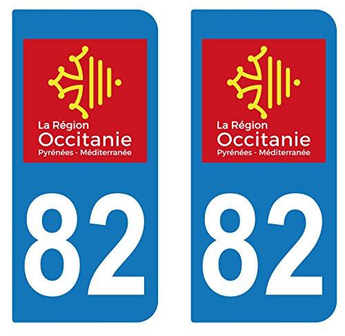 supstick 2 STICKERS AUTOCOLLANT PLAQUE IMMATRICULATION DEPT 82 région Occitanie - supstick.fr