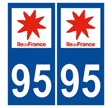Supstick 2 Stickers Autocollants Plaques Immatriculation Auto Dept 95 Ile de France Bleu Foncé Angles Carrés