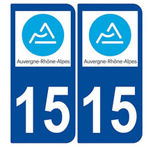 Supstick 2 Stickers Autocollants Plaques Immatriculation Auto Dept 15 Auvergne Rhône Alpes Bleu Foncé Angles Arrondis
