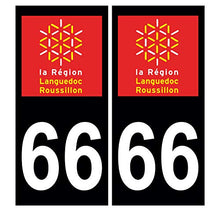 Supstick 2 Stickers Autocollants Plaques Immatriculation Auto Dept 66 Languedoc Roussillon Noir Angles Carrés