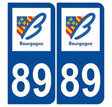 Supstick 2 Stickers Autocollants Plaques Immatriculation Auto Dept 89 Bourgogne Bleu Foncé Angles Arrondis