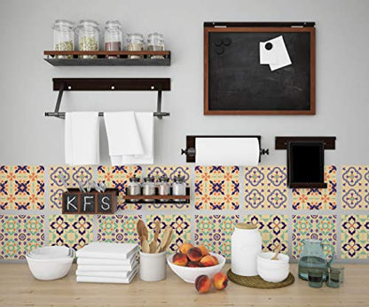 Planche de 4 Adhésif Carrelage - décoration de carreaux - 24 pièces plastifié en mat - mosaïque nuances de blanc cassé - format 10x10cm par pièce