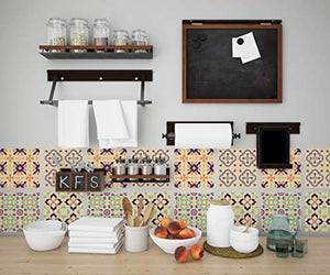 Planche de 4 Adhésif Carrelage - décoration de carreaux - 36 pièces plastifié en mat - mosaïque nuances de blanc cassé - format 10x10cm par pièce
