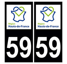 Supstick 2 Stickers Autocollants Plaques Immatriculation Auto Dept 59 Hauts de France Noir Angles Carrés