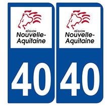 Supstick 2 Stickers Autocollants Plaques Immatriculation Auto Dept 40 Nouvelle Aquitaine Bleu Foncé Angles Arrondis