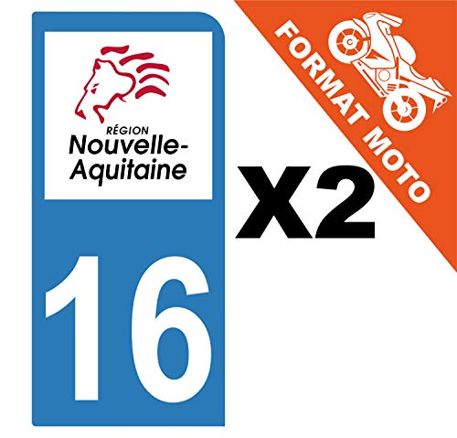 Supstick 2 Stickers Autocollants Plaques Immatriculation Moto Dept 16 Nouvelle Aquitaine Bleu Clair 1 Angle Arrondi