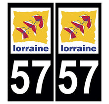 Supstick 2 Stickers Autocollants Plaques Immatriculation Auto Dept 57 Lorraine Noir Angles Carrés