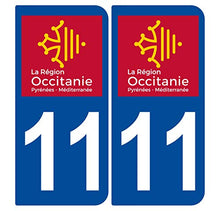 Supstick 2 Stickers Autocollants Plaques Immatriculation Auto Dept 11 Occitanie Bleu Foncé Angles Arrondis