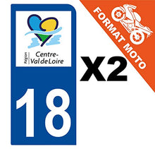 Supstick 2 Stickers Autocollants Plaques Immatriculation Moto Dept 18 Centre Val de Loire Bleu Foncé 1 Angle Arrondi
