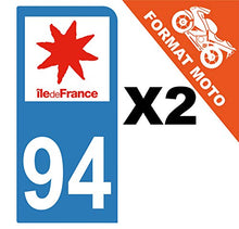 Supstick 2 Stickers Autocollants Plaques Immatriculation Moto Dept 94 Ile de France Bleu Clair 1 Angle Arrondi