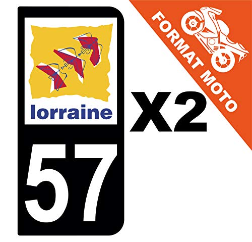 Supstick 2 Stickers Autocollants Plaques Immatriculation Moto Dept 57 Lorraine Noir 2 Angles Arrondis