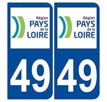 Supstick 2 Stickers Autocollants Plaques Immatriculation Auto Dept 49 Pays de la Loire Bleu Foncé Angles Arrondis