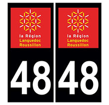 Supstick 2 Stickers Autocollants Plaques Immatriculation Auto Dept 48 Languedoc Roussillon Noir Angles Carrés