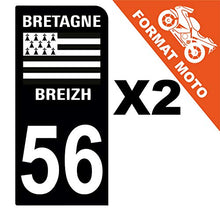 Supstick 2 Stickers Autocollants Plaques Immatriculation Moto Dept 56 Bretagne Breizh Noir 1 Angle Arrondi
