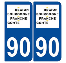Supstick 2 Stickers Autocollants Plaques Immatriculation Auto Dept 90 Bourgogne Franche Comté Bleu Foncé Angles Arrondis