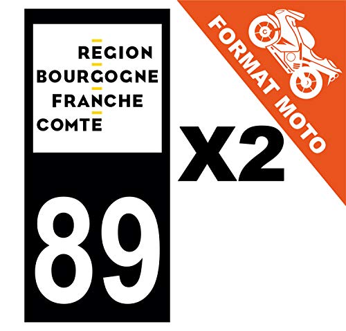 Supstick 2 Stickers Autocollants Plaques Immatriculation Moto Dept 89 Bourgogne Franche Comté Noir Angles Carrés