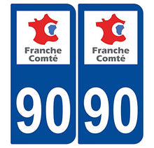 Supstick 2 Stickers Autocollants Plaques Immatriculation Auto Dept 90 Franche Comté Bleu Foncé Angles Arrondis
