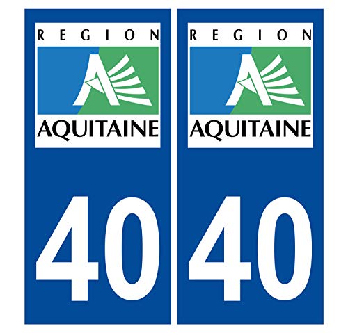 Supstick 2 Stickers Autocollants Plaques Immatriculation Auto Dept 40 Aquitaine Bleu Foncé Angles Arrondis