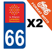 Supstick 2 Stickers Autocollants Plaques Immatriculation Moto Dept 66 Languedoc Roussillon Bleu Foncé 2 Angles Arrondis