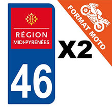 Supstick 2 Stickers Autocollants Plaques Immatriculation Moto Dept 46 Midi Pyrénées Bleu Foncé 2 Angles Arrondis