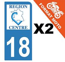 Supstick 2 Stickers Autocollants Plaques Immatriculation Moto Dept 18 Centre Bleu Clair 1 Angle Arrondi