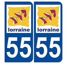 Supstick 2 Stickers Autocollants Plaques Immatriculation Auto Dept 55 Lorraine Bleu Foncé Angles Arrondis