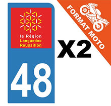 Supstick 2 Stickers Autocollants Plaques Immatriculation Moto Dept 48 Languedoc Roussillon Bleu Clair 1 Angle Arrondi