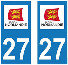 supstick 2 STICKERS AUTOCOLLANT PLAQUE IMMATRICULATION DEPT 27 Normandie format rectangulaire - supstick.fr