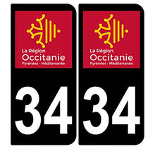 Supstick 2 Stickers Autocollants Plaques Immatriculation Auto Dept 34 Occitanie Noir Angles Arrondis
