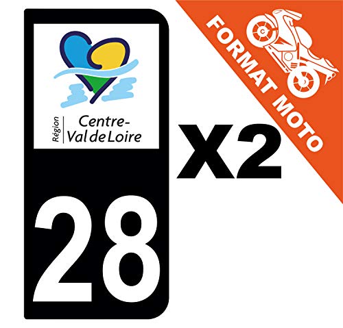 Supstick 2 Stickers Autocollants Plaques Immatriculation Moto Dept 28 Centre Val de Loire Noir 2 Angles Arrondis