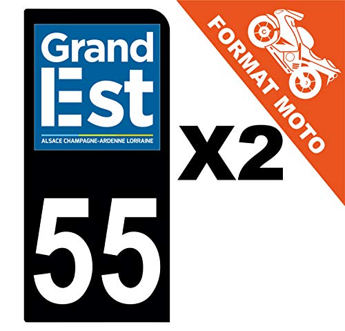 Supstick 2 Stickers Autocollants Plaques Immatriculation Moto Dept 55 Grand Est Noir 1 Angle Arrondi