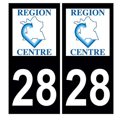 Supstick 2 Stickers Autocollants Plaques Immatriculation Auto Dept 28 Centre Noir Angles Carrés