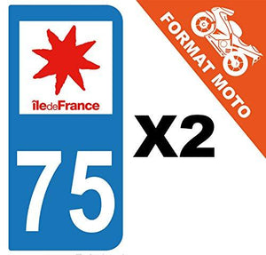 supstick 2 Stickers Autocollant Plaque IMMATRICULATION Moto DEPT 75 Region Île-de-France - supstick.fr