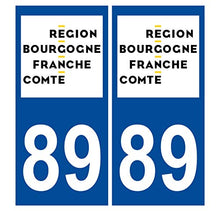 Supstick 2 Stickers Autocollants Plaques Immatriculation Auto Dept 89 Bourgogne Franche Comté Bleu Foncé Angles Carrés