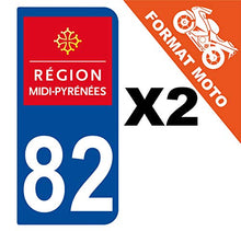 Supstick 2 Stickers Autocollants Plaques Immatriculation Moto Dept 82 Midi Pyrénées Bleu Foncé 2 Angles Arrondis