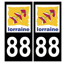 Supstick 2 Stickers Autocollants Plaques Immatriculation Auto Dept 88 Lorraine Noir Angles Carrés