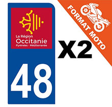 Supstick 2 Stickers Autocollants Plaques Immatriculation Moto Dept 48 Occitanie Bleu Foncé 1 Angle Arrondi