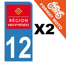 Supstick 2 Stickers Autocollants Plaques Immatriculation Moto Dept 12 Midi Pyrénées Bleu Clair 1 Angle Arrondi