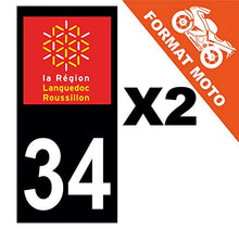 Supstick 2 Stickers Autocollants Plaques Immatriculation Moto Dept 34 Languedoc Roussillon Noir Angles Carrés