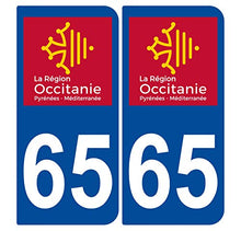 Supstick 2 Stickers Autocollants Plaques Immatriculation Auto Dept 65 Occitanie Bleu Foncé Angles Arrondis